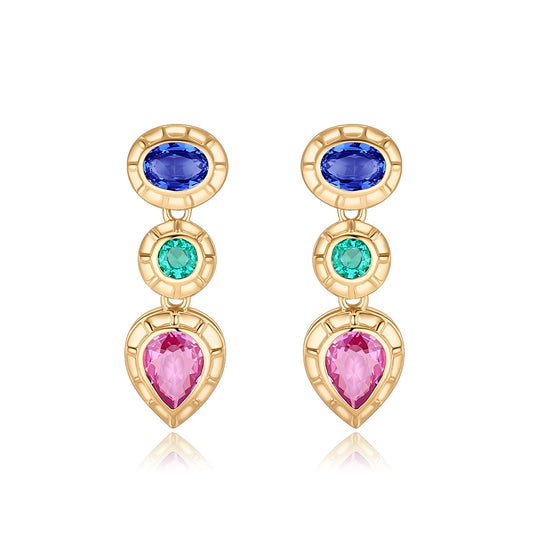 Carel 18K Coloured Gemstone Sapphire Emerald Ruby Earrings