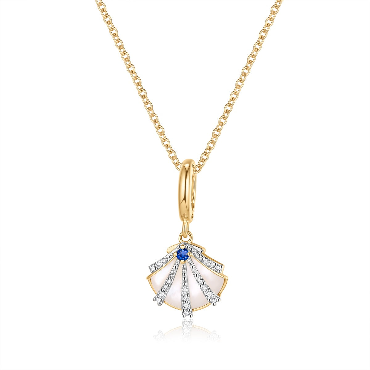 Carel 18K Diamond Sapphire Shell Pendant