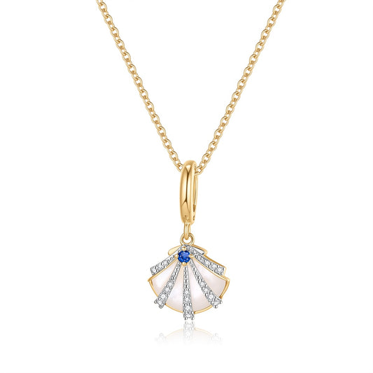 Carel 18K Diamond Sapphire Shell Pendant