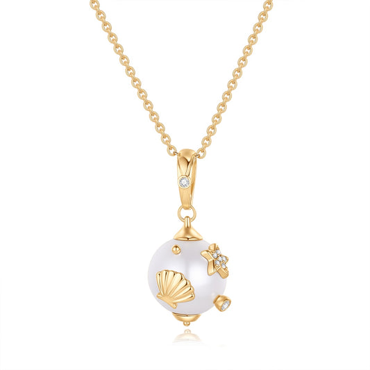Carel 18K Diamond Shell Pearl Pendant