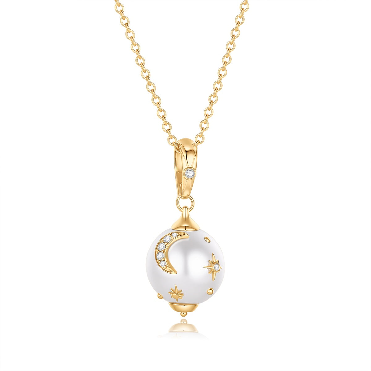 Carel 18K Diamond Moon Pearl Pendant