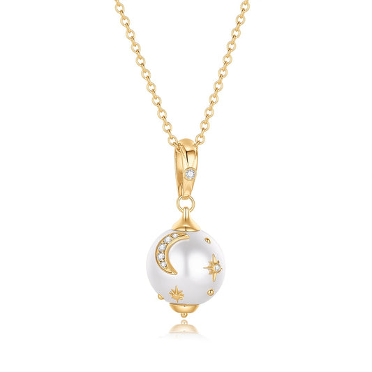 Carel 18K Diamond Moon Pearl Pendant